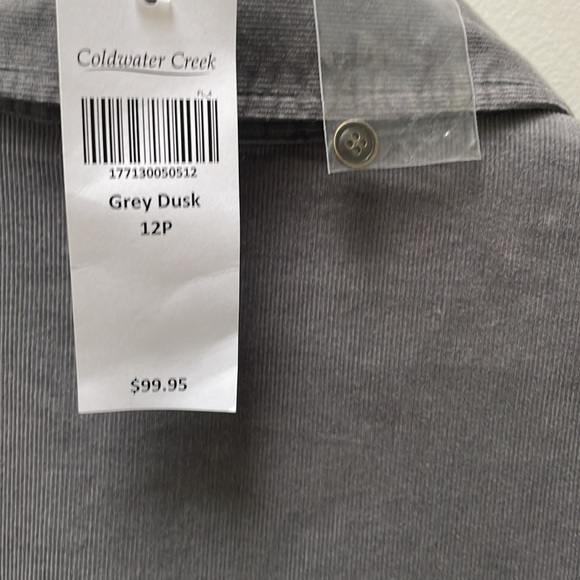 Shirt dress Coldwater Creek size 12 P grey Corduroy long sleeve New button gray - Picture 5 of 7